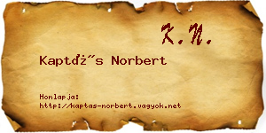Kaptás Norbert névjegykártya